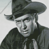 Black And White Cowboy Jimmy Stewart Diamond Painting