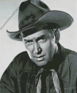 Black And White Cowboy Jimmy Stewart Diamond Painting