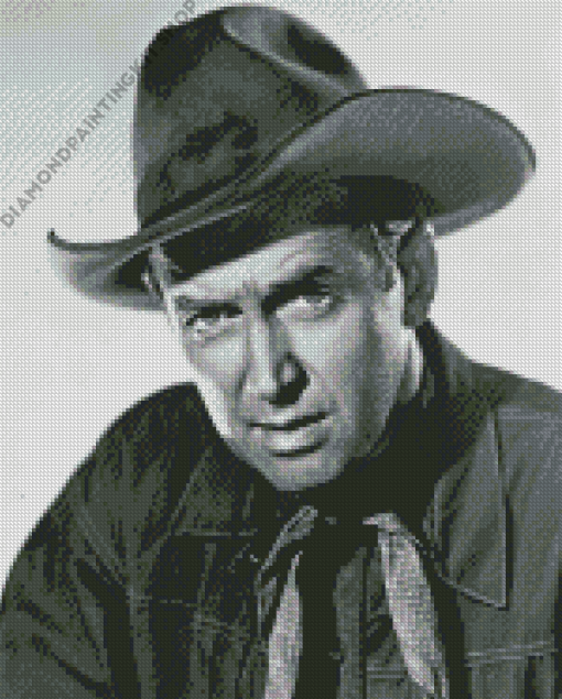 Black And White Cowboy Jimmy Stewart Diamond Painting