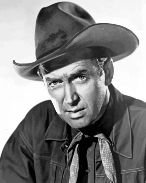 Black And White Cowboy Jimmy Stewart Diamond Painting