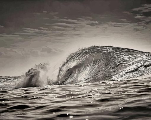 Black And White Beach Waves Diamond Painting