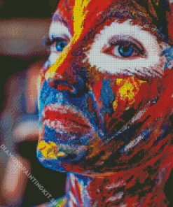 Blue Eyed Colorful Woman Diamond Painting