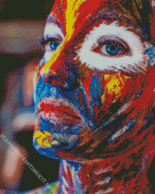 Blue Eyed Colorful Woman Diamond Painting