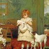 Charles Burton Barber Girl With dogs Diamond Painting