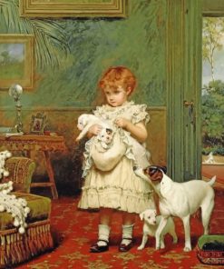 Charles Burton Barber Girl With dogs Diamond Painting