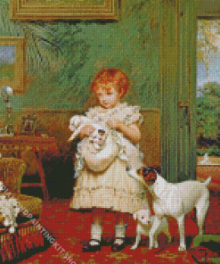 Charles Burton Barber Girl With dogs Diamond Painting