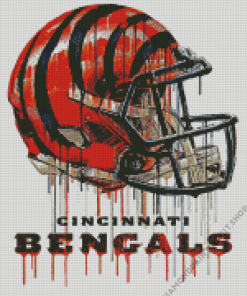 Cincinnati Bengals Helmet Splatter Art Diamond Painting