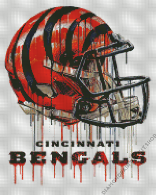 Cincinnati Bengals Helmet Splatter Art Diamond Painting