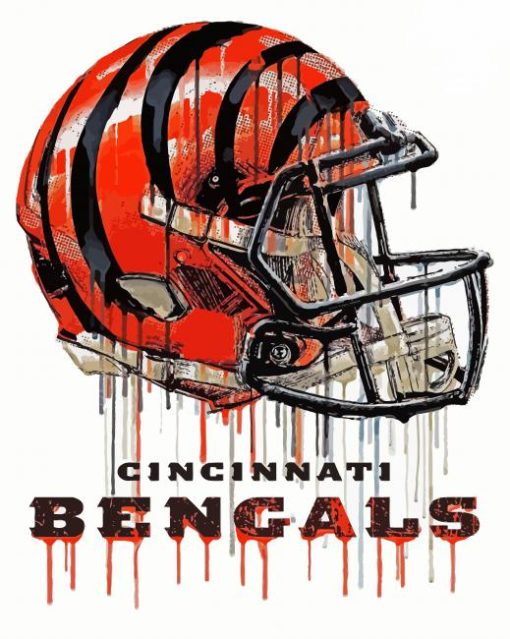 Cincinnati Bengals Helmet Splatter Art Diamond Painting