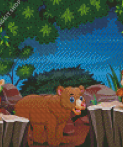 Jungle Animal Gathering Playing In Night Scene Diamond Painting