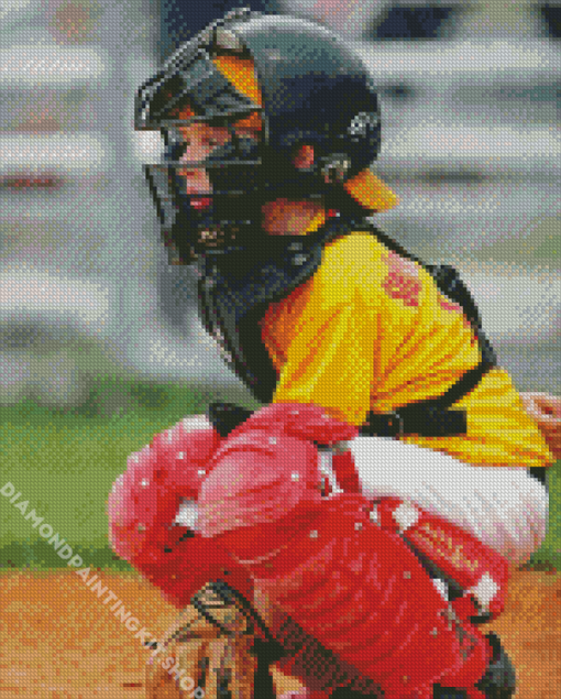 Little Boy Playing Baseball Diamond Painting