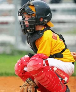 Little Boy Playing Baseball Diamond Painting