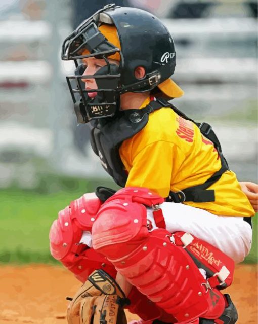 Little Boy Playing Baseball Diamond Painting