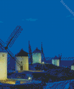 Mancha Windmills And Castle Diamond Painting