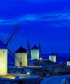 Mancha Windmills And Castle Diamond Painting