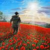 Military Soldier In Poppy Field Diamond Painting