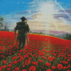 Military Soldier In Poppy Field Diamond Painting