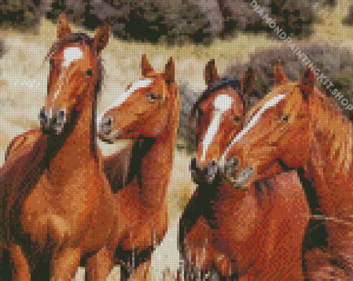 Native Brown Horses Diamond Painting