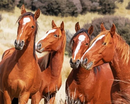 Native Brown Horses Diamond Painting