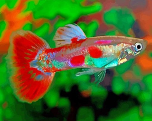 Pigeon Blood Guppy Male Fish Diamond Painting