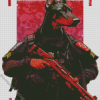 Police Dog With Gun Diamond Painting