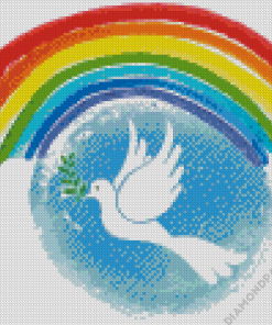 Rainbow And Dove Bird Diamond Painting