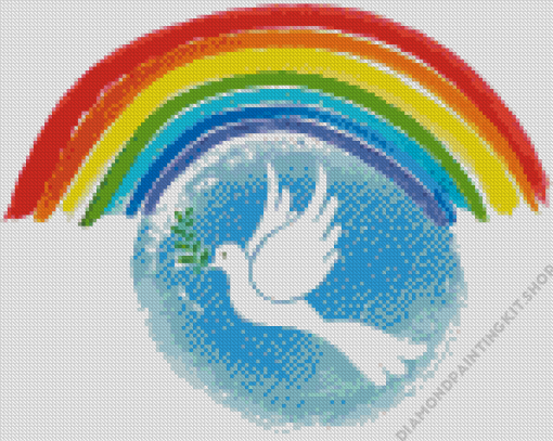 Rainbow And Dove Bird Diamond Painting