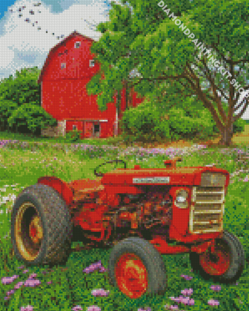 Rusty Red Tractor Diamond Painting