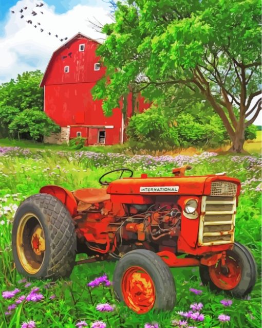 Rusty Red Tractor Diamond Painting