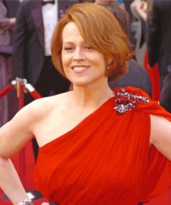 Sigourney Weaver In Red Dress Diamond Painting