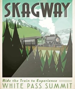 Skagway Train Poster Diamond Painting