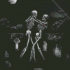 Skeletons Dancing In Graveyard Diamond Painting