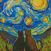 Starry Night Black Cats Diamond Painting