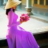 Vietnamese Girl Purple In Ao Dai Diamond Painting