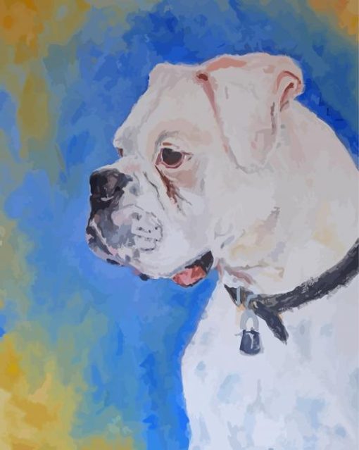 White Boxer Animal Diamond Painting