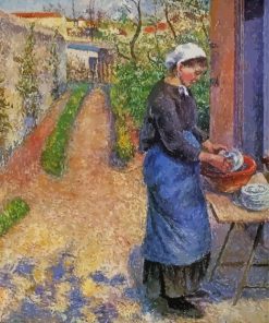 Young Woman Washing Dishes Diamond Painting