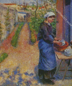 Young Woman Washing Dishes Diamond Painting