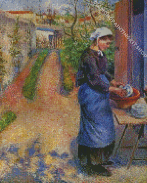 Young Woman Washing Dishes Diamond Painting