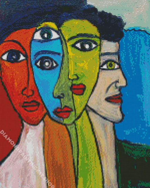 Abstract Five Women Faces Diamond Painting