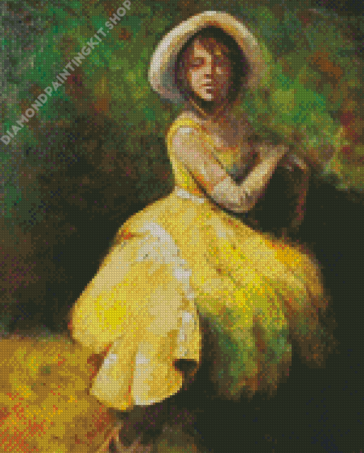 Abstract Girl In Yellow Dress Diamond Painting