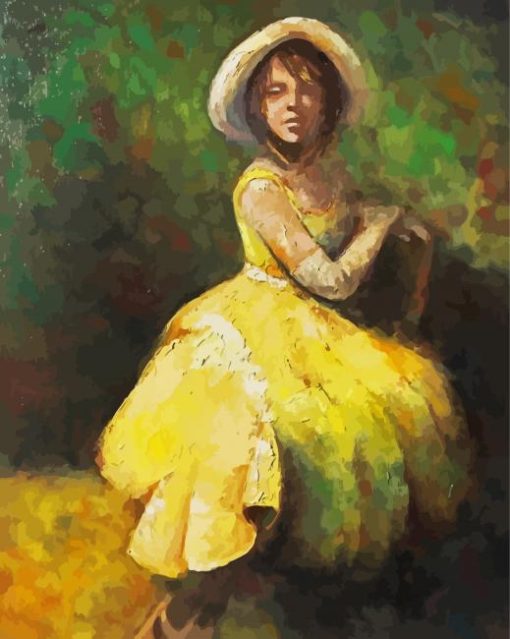 Abstract Girl In Yellow Dress Diamond Painting