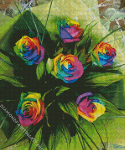 Aesthetic Rainbow Roses Diamond Painting