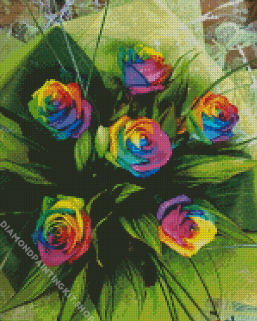 Aesthetic Rainbow Roses Diamond Painting