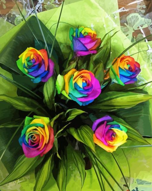 Aesthetic Rainbow Roses Diamond Painting