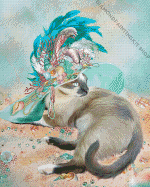 Aesthetic Cat With Hat Diamond Painting