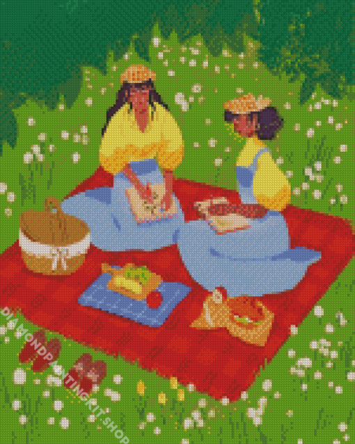 Bestfriends Enjoying Their Picnic Diamond Painting