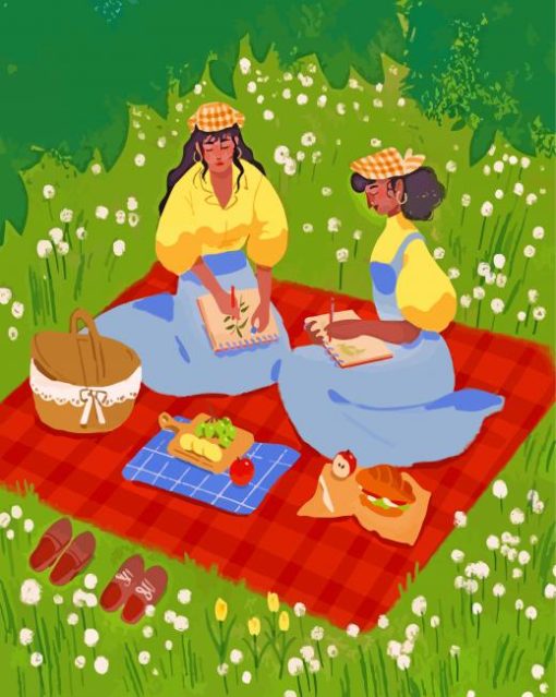 Bestfriends Enjoying Their Picnic Diamond Painting