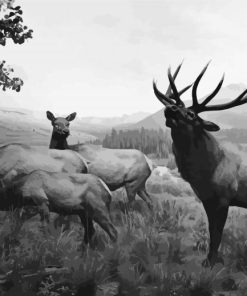 Black And White Elks Diamond Painting