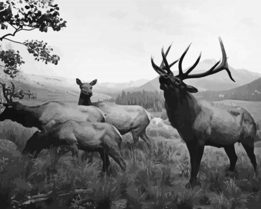 Black And White Elks Diamond Painting