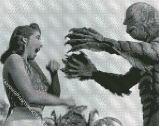 Black And White Creature From Black Lagoon Characters Diamond Painting